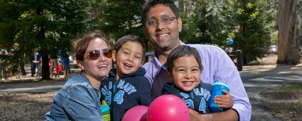 A family smiling